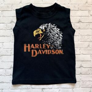 Harley-Davidson Black Sleeveless Kids Shirt with Eagle Graphic